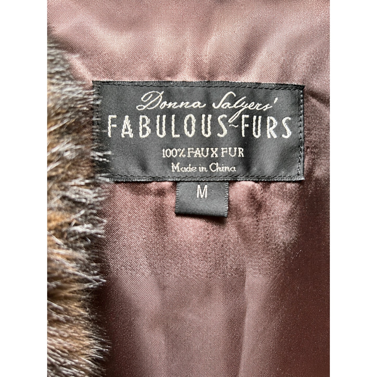 Donna Salyers Fabulous Furs Brown Faux Fur Longline Vest Size Medium — image 5 of 6